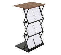 DISPLAY SALES - Porta-Depliant da Terra Pieghevole in Metallo Nero con Piano in Legno | 3 Ripiani A4 per Cataloghi, Volantini e Opuscoli | Ideale per Fiere ed Eventi