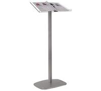 DISPLAY SALES - Porta Menu da Pavimento A4 con Doppio Vassoio in Alluminio | Leggio Espositivo Moderno e Stabile | Supporto Informativo per Ristoranti, Bar, Hotel, Fiere ed Eventi