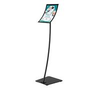 DISPLAY SALES - porta menu ristorante concavo in DIN A3 | espositore da terra nero con piastra di base in acciaio pesante | Attraente supporto informativo con design curvo