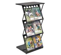 DISPLAY SALES - Pupitre Porta-Depliant Pieghevole in Metallo Nero con Piano | 3 Ripiani A4 per Cataloghi, Riviste e Opuscoli | Ideale per Fiere ed Eventi