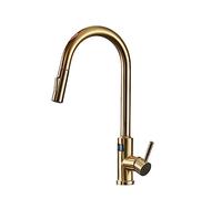 Display Screen Sensore Touch Rubinetto da Cucina Caldo Freddo Deck Mounted Smart Sensor Mixers 360 Rotazione Lavello Rubinetto Cucina Gru Facile Installazione (spazzolato dorato xpt) LWX