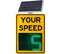 Display solare per la velocità del traffico, segnale di velocità radar | Dotato di radar e telecomando, 2/3 cifre opzionali, display giallo a 3 cifre, dimensioni 27″×20″, adatto per la comunità