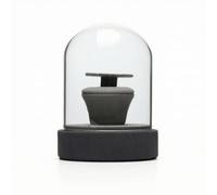 Display Stand Espositore Anelli Supporto Gioielli Vetrina Organizzatore Base Acrilico Microfibra Protezione Antipolvere, 9 8 12 Cm, Espositore per Orecchini Grigio con Cupola in Vetro