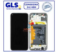 DISPLAY TOUCH FRAME ORIGINALE HUAWEI P40 LITE JNY-L21 +BATTERIA VETRO LCD NERO