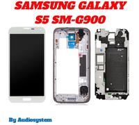 DISPLAY+ TOUCH SCREEN +FRAME COVER SAMSUNG GALAXY S5 SM-G900F BIANCO CORNICE LCD
