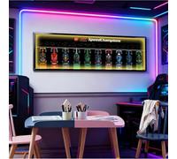 Display Wall Mount per Lego Speed Champions F1 compatibile con 10 Racing Cars 77242-77251, 120 x 40 cm Display Wall Board for Lego Car ,Gift Decoration (Model Not Included) (Black with Light)