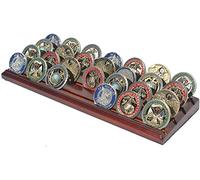 DisplayGifts Challenge - Espositore per monete con 4 file di legno, per 28 monete, finitura noce