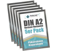 DisplayLager - 5 Pezzi A2 Cornice a Scatto da 25 mm, Profilo in Alluminio Anthrazite Grigio Disco di Protezione antiriflesso e Materiale di Fissaggio