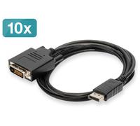 DisplayPort adapter cable, DP - DVI (24+1) M/M, 2.0m, 10er Set, Full HD, bl
