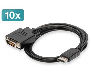 DisplayPort adapter cable, DP - DVI (24+1) M/M, 2.0m, 10er Set, Full HD, bl