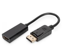 DisplayPort adapter cable, DP - HDMI type A M/F, 0.15m,w/interlock, DP 1.1a compatible, bl