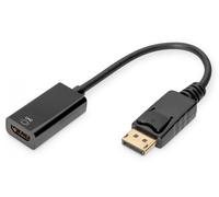 DisplayPort adapter cable, DP - HDMI type A M/F, 0.2m, w/lock, HDMI 2.0, act., gold, bl