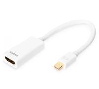 DisplayPort adapter cable, mini DP - HDMI type A M/F, 0.15m, DP 1.1a compatible, wh