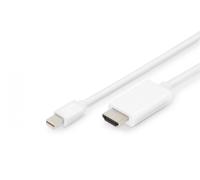 DisplayPort adapter cable, mini DP - HDMI type A M/M, 2.0m, DP 1.2_HDMI 2.0, 4K/60Hz, wh