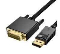 DisplayPort to DVI Cable 1.8 m 1080p Risoluzione Full HD 24KGold-Plated DP auf DVI Kabel Kompatibel mit PC, Laptop, Monitor, Beamer, Grafikkarte - Unidirektional