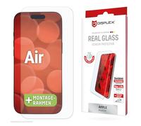 Displex Real Glass 2D/Clear (10H) Compatibile con Apple iPhone Air, cornice di montaggio, vetro temperato, pellicola protettiva resistente ai graffi (Real Glass)