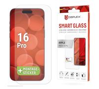 Displex Smart Glass (9H) per Apple iPhone 16 Pro, adesivo di montaggio, infrangibile, ultra sottile, invisibile