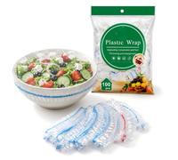 Disposable Stretch Food Covers for Bowls & Plates, Extra Large (100) | Thickened Clear Plastic • High-Stretch Elastic Edge • Up to 14.96 Inch Opening