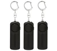 Dispositivi di sicurezza portatili, 3 pezzi portachiavi allarme di sicurezza personale, allarme 130 db, ideale per emergenze, nero, doppia funzione con luce LED, materiale ABS