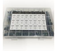 Dispositivi elettronici 100V Mylar Film Condensatore Kit assortito Scatola assortimento 24 valori 660 pezzi 2A221J~2A474J 330pF~470nF