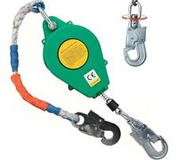 Dispositivo Anticaduta Retrattile Certificato 10/15/20m, Anticaduta a Richiamo Automatico con Gancio Autobloccante, 150KG Imbracatura di Sicurezza Anticaduta per Tetto e Lavoro Aereo (Verde, 15m)