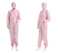 Dispositivo Antistatico, Tute protettive unisex, indumenti puliti, cappuccio, antipolvere, statici, for camere bianche, da lavoro for verniciatura(Pink with Pockets,Medium)