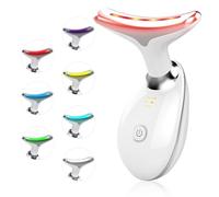 Dispositivo di bellezza per il viso, massaggiatore per il viso per la cura della pelle, basato su LED a tripla azione, termico e vibrazione, luce LED rossa e blu, massaggiatore per viso e collo a 7