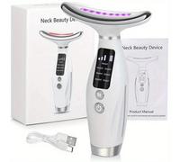 Dispositivo di bellezza per viso e collo, sollevamento e antirughe, massaggio vibrante doppio per snellimento, 7 modalità di colore, pelle liscia e soda, batteria ricaricabile USB 500mAh, perfetto per