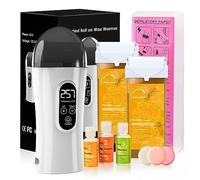 Dispositivo di cera roll-on, set per ceretta da donna, kit di rullo di cera aggiornato per depilazione, kit scaldacera digitale per pelli sensibili, kit per ceretta domestica per aree più grandi
