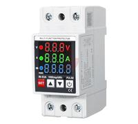 Dispositivo di protezione da sovratensione, corrente e sottotensione regolabile con display 3 in 1, guida DIN da 63 A, relè di protezione, misuratore di potenza e voltmetro
