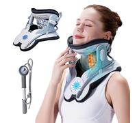 Dispositivo di trazione cervicale del collo, barella per alleviare il dolore cervicale, tutore per il collo con pompa ad aria con 3 trazione e 8 supporto per airbag, decompressione del collo e
