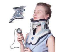 Dispositivo di trazione cervicale per allungamento del collo e supporto, con 3 Power Traction e 8 airbag supporto per dolore al collo, allungamento della colonna vertebrale, uso domestico, pompa
