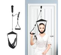 Dispositivo di trazione per collo cervicale, dispositivo di trazione per collo a doppio cricchetto, portatile sopra la porta, per fisioterapia, sollievo dal dolore al collo, ernia del disco vertebrale