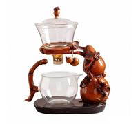 Dispositivo Infusore da Tè Teiera Infusore Set Degustazione Struttura in Vetro Trasparente con Base in Legno E Tazza di Raccolta Processo di Infusione