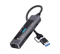 Dispositivo multiplo 5 porte USB3.0 e adattatore Ethernet di tipo C Hub 5Gbps Sincronizzazione rapida dei dati e adattatore di ricarica