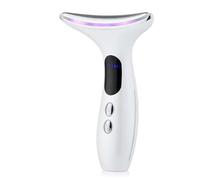 Dispositivo per la cura del viso e del collo, LED 7 colori, massaggiatore anti-doppia menta con vibrazione
