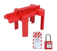 Dispositivo regolabile di blocco della valvola a sfera con lucchetto, per valvole DN8-DN80, materiale ABS, etichetta LOTO rossa inclusa (A)