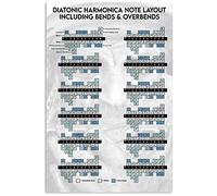 Disposizione delle note dell'armonica diatonica, accordi per chitarra, cartelli in metallo, decorazioni da parete per la sala musica, infografiche sugli accordi per chitarra, poster in latta, targhe d