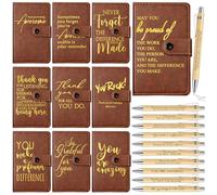 Dispowreath 30 Sets Thank You Leather Journal Bulk Employee Appreciation Gift Notebook with Retractable Bamboo Pen Notepad for Social Worker Coworker Office Staff Secretary Assistant Nurse (Dark Brown