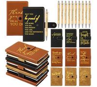 Dispowreath 60 Sets Thank You Leather Journal Bulk Employee Appreciation Gift Notebook with Retractable Bamboo Pen Notepad for Social Worker Coworker Office Staff Secretary Assistant Nurse (Multicolor