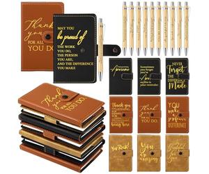 Dispowreath 60 Sets Thank You Leather Journal Bulk Employee Appreciation Gift Notebook with Retractable Bamboo Pen Notepad for Social Worker Coworker Office Staff Secretary Assistant Nurse (Multicolor
