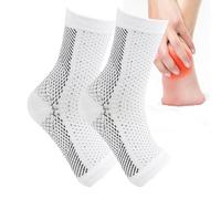 DISPRA Calzini neuropatia | Calze a compressione senza dita da uomo traspiranti - Calze sportive lenitive, calze da corsa sottili per piedi, lesioni nervose, caviglia, bianco, L/XL