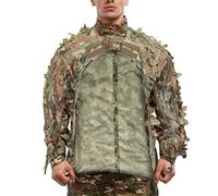 DISPRA Ghillie Suit, Paintball Gear abbigliamento da caccia, portatile miliitary Ghillie Suit con corda elasticizzata, poncho Ghillie leggero per fotografia di fauna selvatica uomini cacciatori