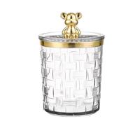 DISPRA Organizer per di cotone a forma di orso, dispenser per stuzzicadenti, elegante contenitore per tamponi di cotone, elegante decorazione per il bagno in fattoria, barattolo trasparente