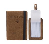 DISPRA Passaporto RFID PU, Passaporto Holder Case Organizer Card Travel Protector e Set di etichette Bagaglio, Portafoglio Carta Blocco RFID in Pelle PU per Donne, marrone, 1