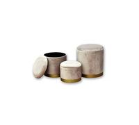 Disraeli Home Decor Pouf porta-oggetti tondo in velluto beige H 26 cm