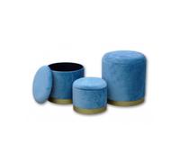 Disraeli Home Decor Pouf porta - oggetti tondo in velluto blu H 26 cm