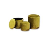 Disraeli Home Decor Pouf porta-oggetti tondo in velluto gold H 26 cm