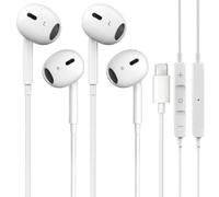 DisRun Confezione da 2 auricolari per iPhone [certificazione MFi] cuffie stereo HiFi con isolamento acustico cablato, microfono integrato e controllo del volume, compatibili con iPhone 14/13/SE/12/11