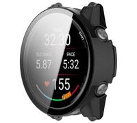 Disscool Custodia a copertura completa con pellicola protettiva per lo schermo compatibile con Garmin Forerunner 170/70/170 Music PC e custodia protettiva in vero vetro accessori per smart watch (nero